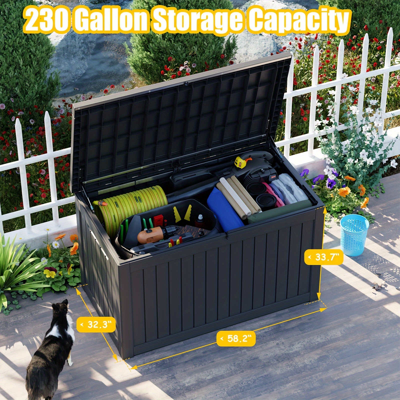 xxl 230 gallon large resin deck box outdoor lockable storage Temu
