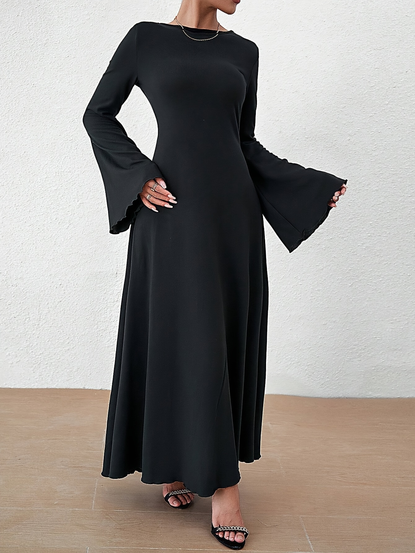green emerald velvet dress Black Sexy Off The Shoulder Irregular High Low Dress / Gothic Long and Flared Sleeves Dress