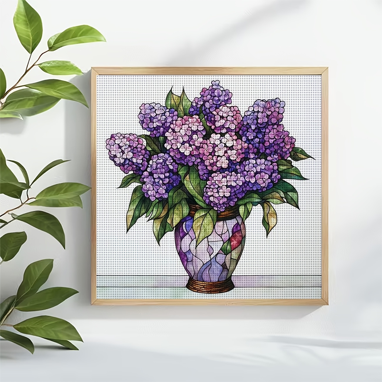 Cross Stitch Printed Kit, Colorful Bottles in Pink Bouquet Pattern