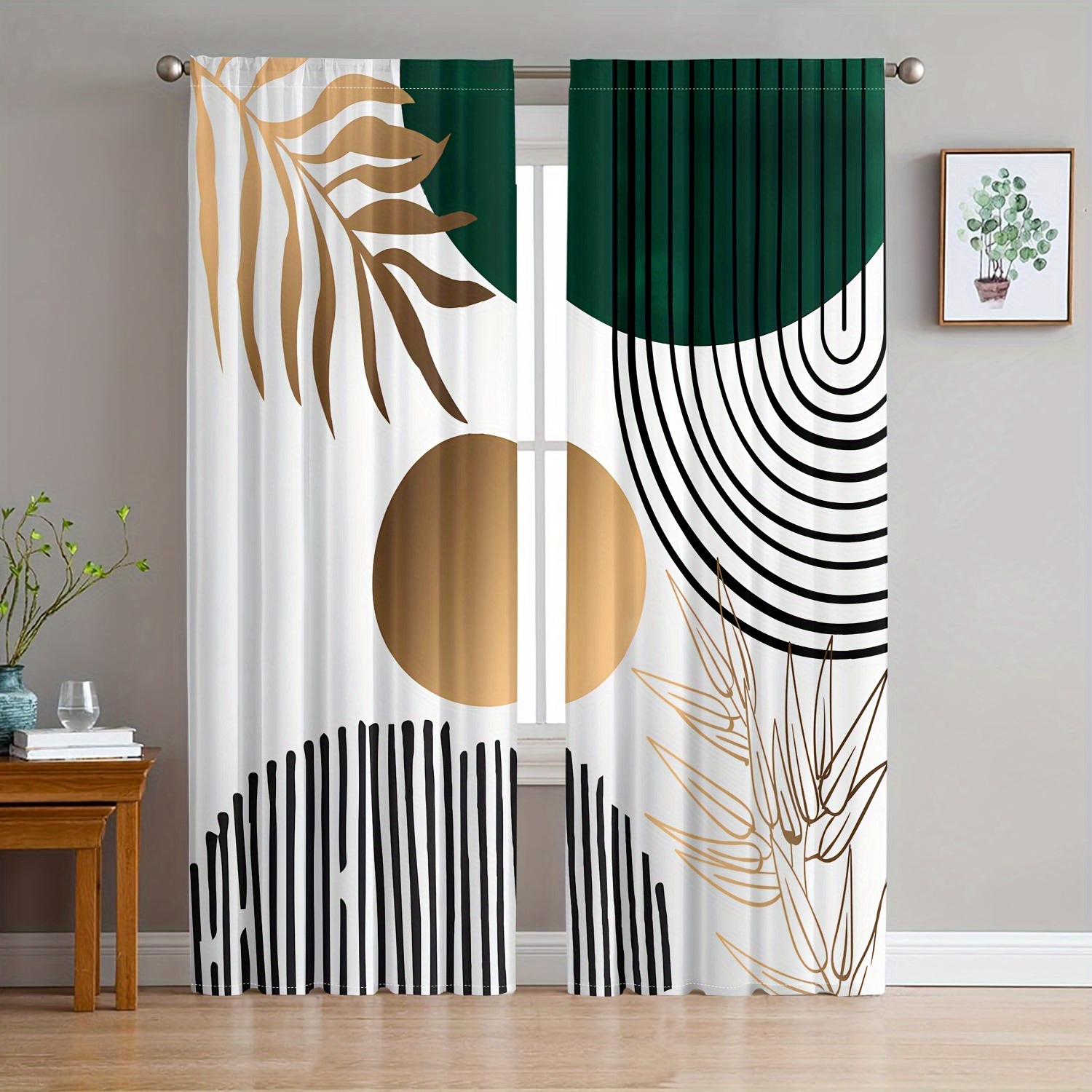 2pcs Set Luxury 3d Geometric Curtains - Grey, Semi-transparent Privacy Drapes For Living Room, Bedroom, Office & Hotel Decor
