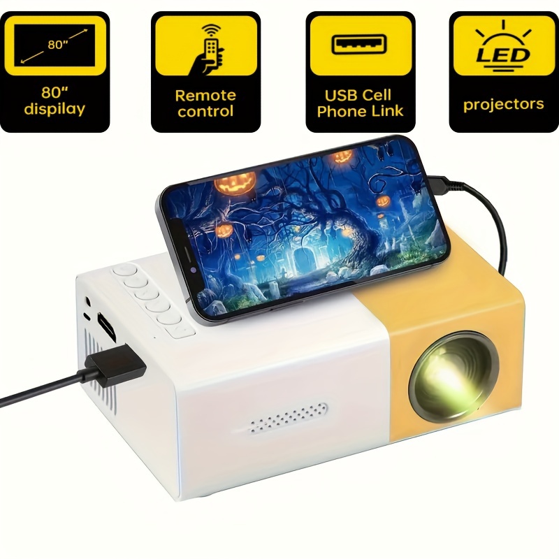  Mini proyector alimentado por batería con Bluetooth - Proyector  recargable Native HD 1080P, proyectores de películas portátiles para  exteriores con trípode, compatible con smartphone, HDMI, USB, AV, :  Electrónica