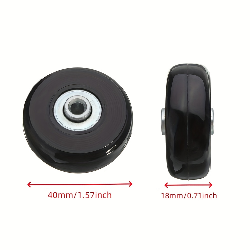 TEMU Easy-install Quiet Luggage Wheels - Durable & Flexible Replacement For Suitcases, Black Rubber