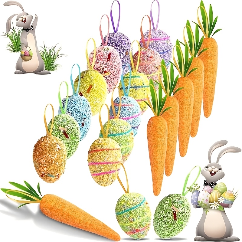 

18pcs Easter Decor Set: Foam Egg & Glitter Ornaments - Tree, Home & Party Diy Crafts