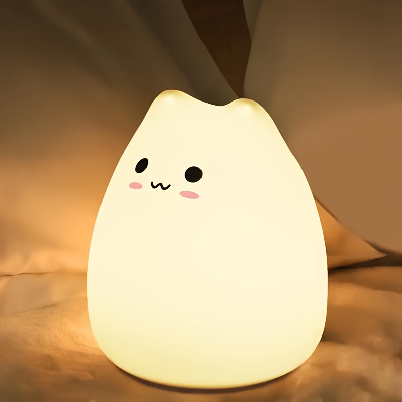 adorable cat night   activated usb powered bedside lamp with warm white multicolor   cute blush     room or cozy bedroom ambiance durable animal themed decor Product details 9