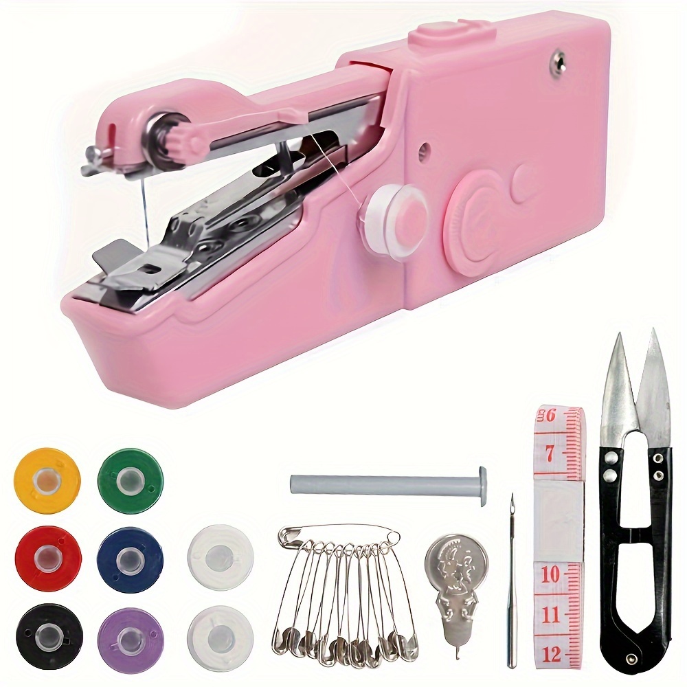 

Handheld Sewing Machine Portable Electric Stitching Machine Set With Usb Power Supply, Multi-color Accessories - Mini Cordless Tailoring Machine For Quick Repairs And Diy Projects (black/pink/white)