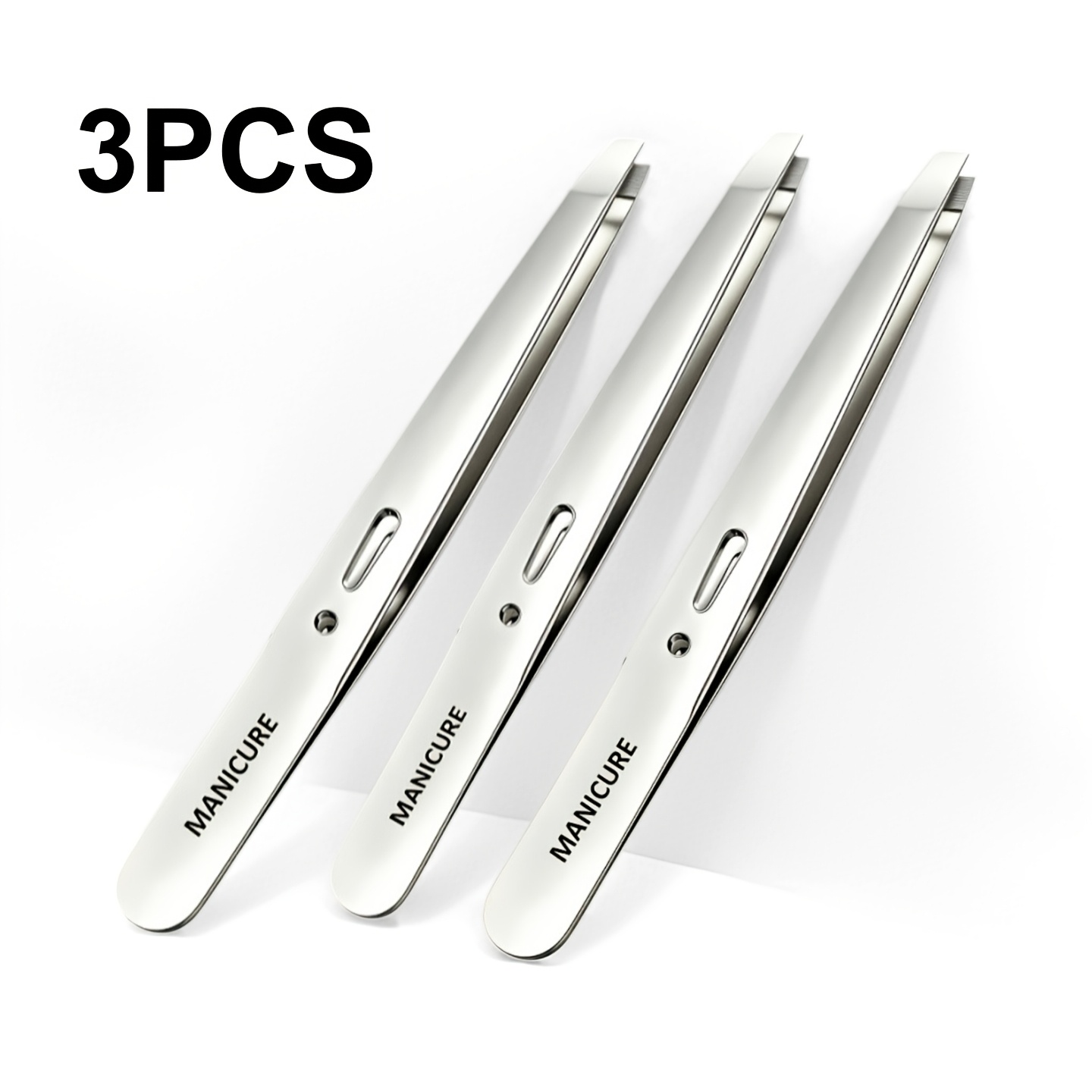 TEMU Lot de 3 pinces à épiler professionnelles en acier inoxydable, pinces à sourcils hauts, petites pinces à bouts biseautés, pinces universelles
