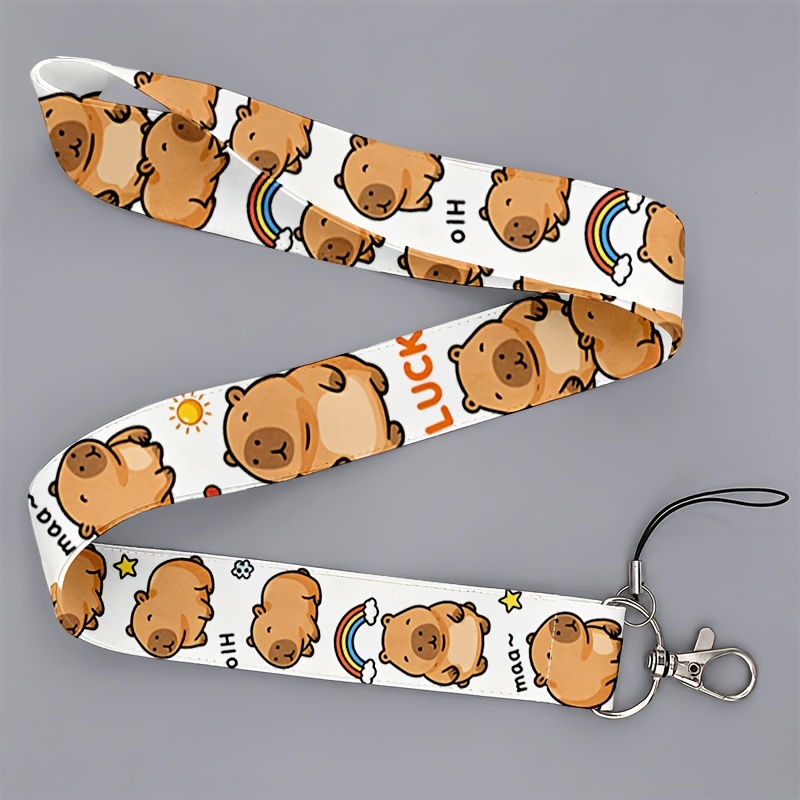 TEMU Cordon 2D pour hommes et femmes au travail ou à , joli motif de capybara de dessin animé avec des pour téléphones et cartes d'identité