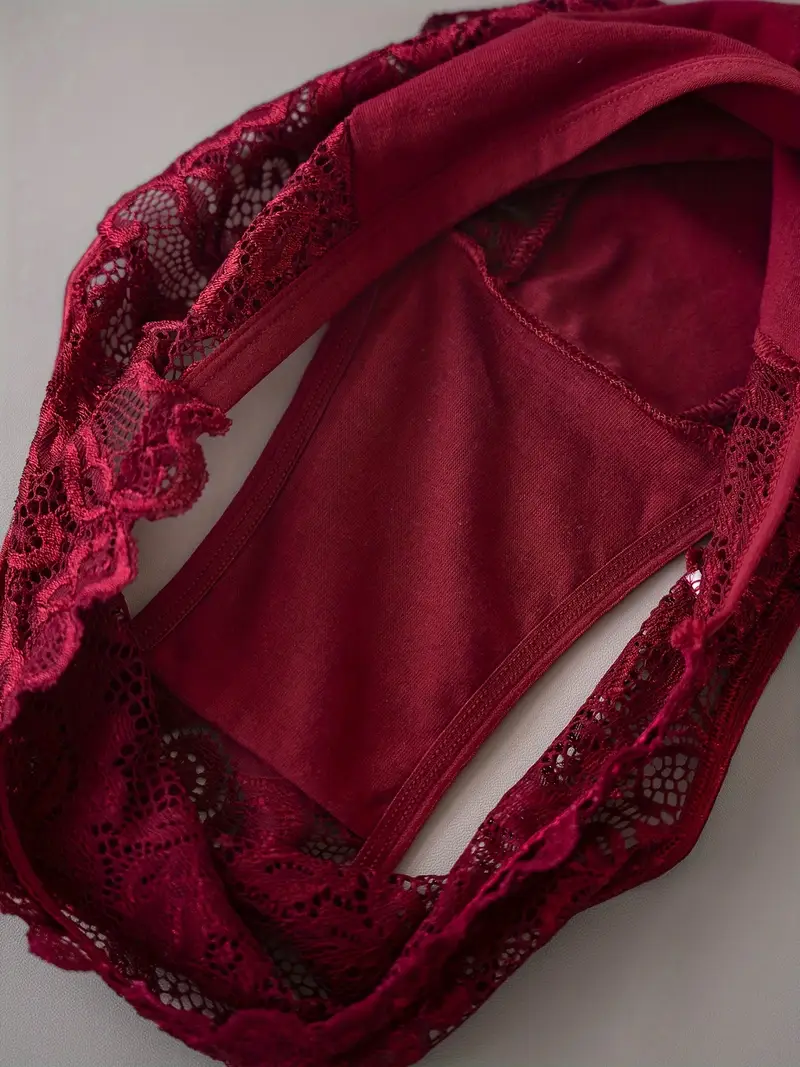 4pcs womens floral lace jockstrap underwear breathable comfortable briefs with contrast lace detailing sexy elegant design for casual attire everyday underwear floral lace detailing smooth texture fabric Product details 9