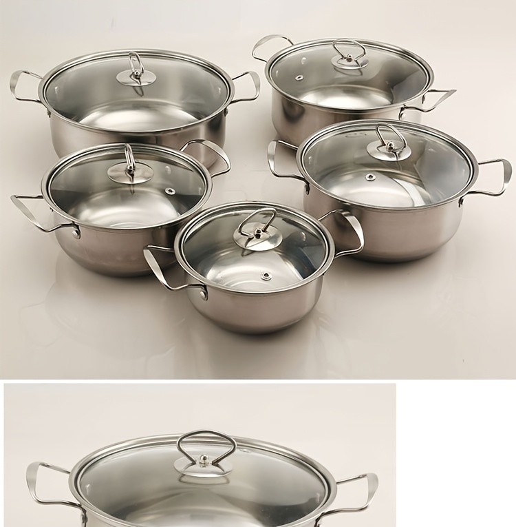 10pcs stainless steel cookware set with handles   and non stick pots and pans ideal for home and   details 1