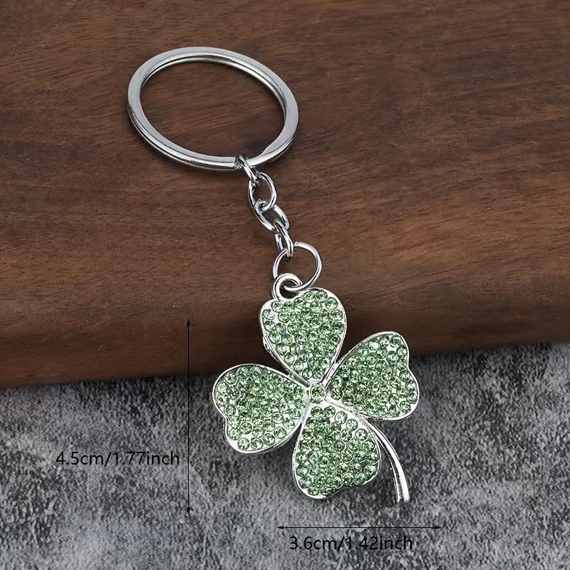 Image of Inlaid Rhinestone Clover Car Key Chain Metal Women' Pendant Key Chain Ring Creative Pendant 's Day Ring, Handbag And Car Decoration Ladies Key Ring, Holiday Pendant Gift
