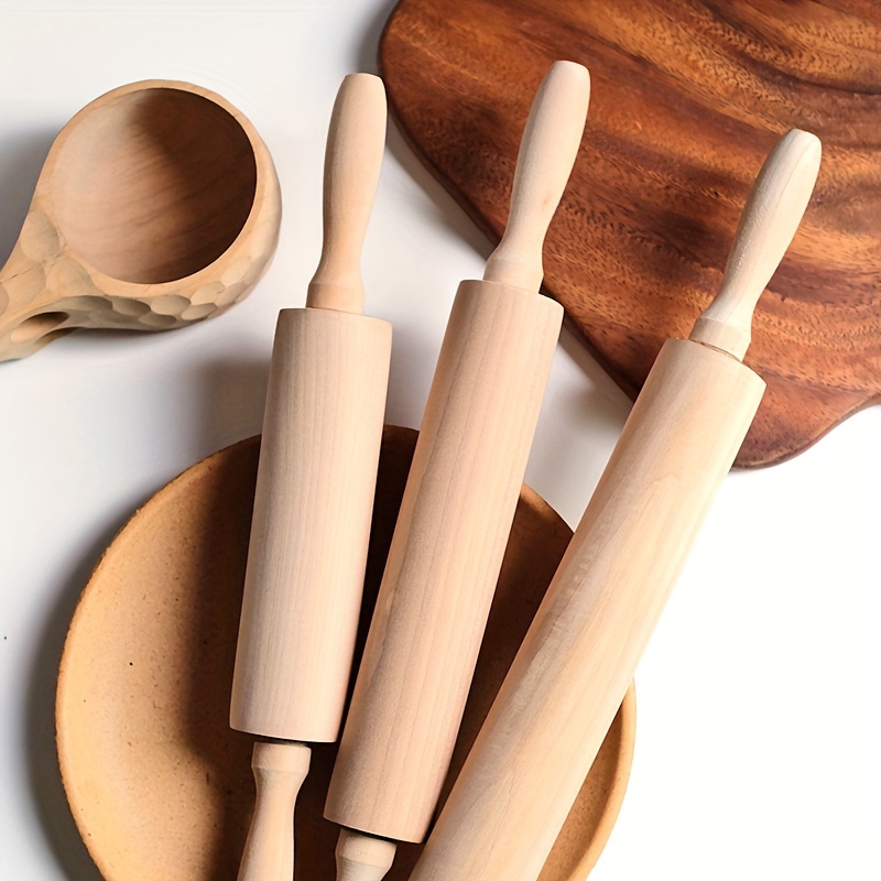 

1pc, Wooden Rolling Pin, Dough Roller, For Pizza, Pie, Cookie, Dumplings, Noodles, And More, Kitchen Utensils, Kitchen Gadgets, Kitchen Accessories