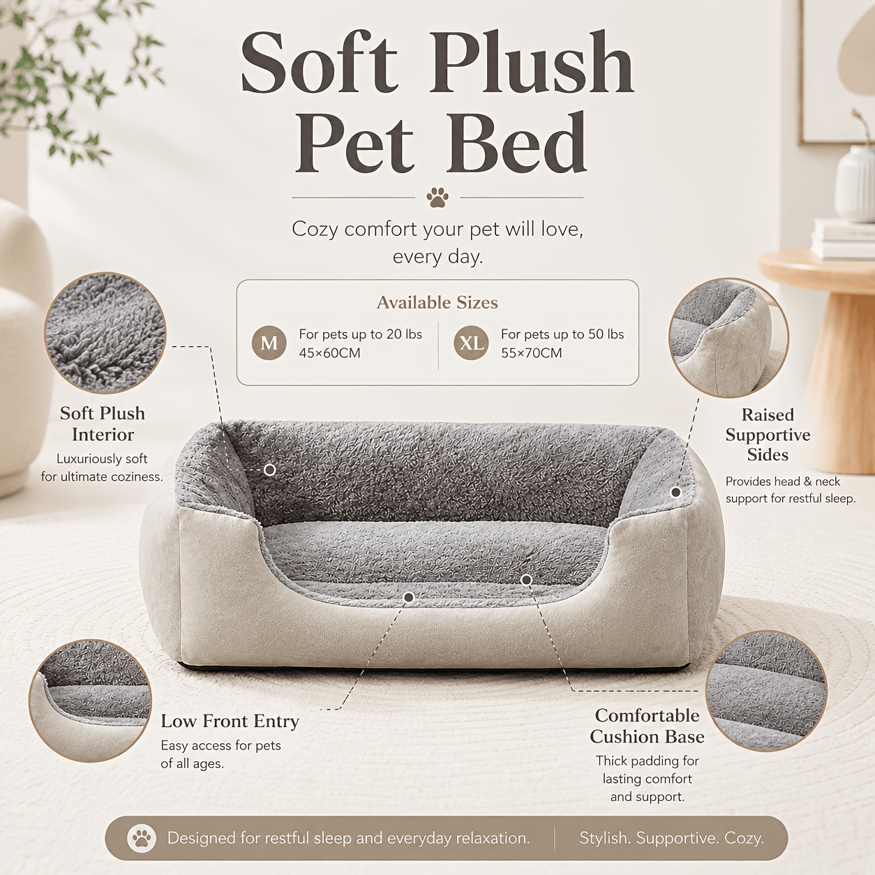 Cozy And Thick Dog Bed with Anti-Static Features, Suitable for Every Season, Designed for Small to Medium Breeds Like Teddy, Offering Moisture Resistance And Breathability for Your Pet'S Comfort at for Home