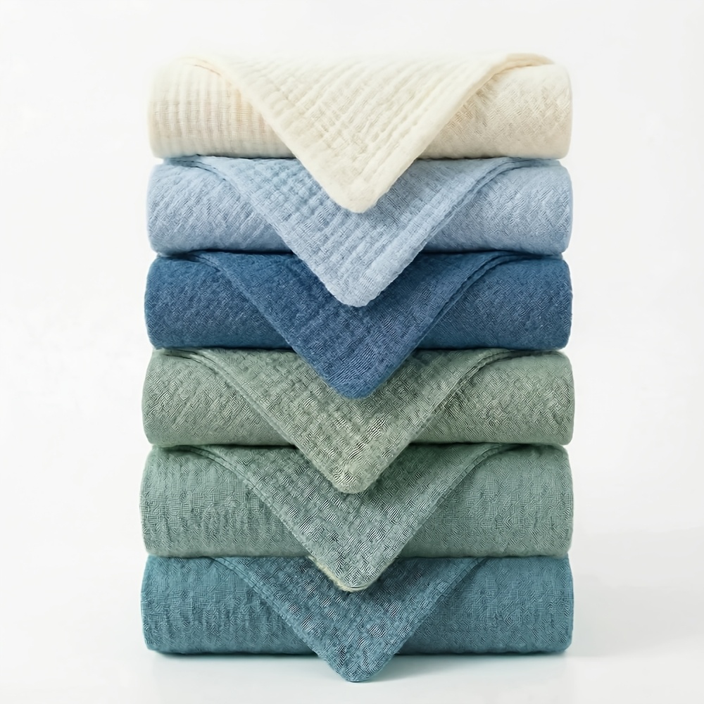 Image of [6 Colors 6pcs] Soft Gauze Edge Square Towels With Hooks For , Absorbent And Breathable Non-shedding Face Towels, Mother And -friendly Wipes, Kitchen Bathroom Cleaning Towels, Daily Use Towels