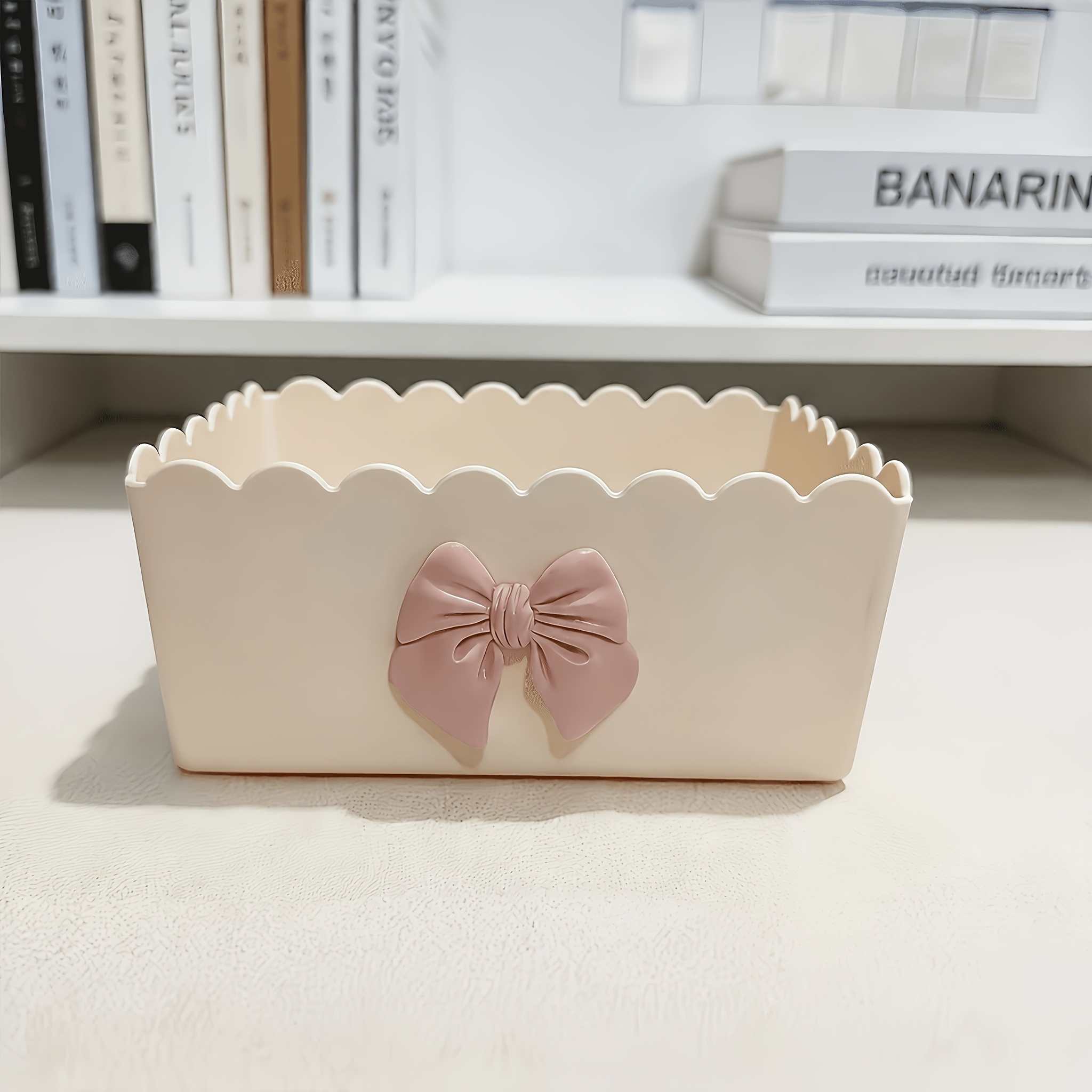 TEMU Boîte de rangement à nœud pour bureau, Organisateur de papeterie pour bureau étudiant, Panier utilitaire , Convient pour ranger des notes, des
