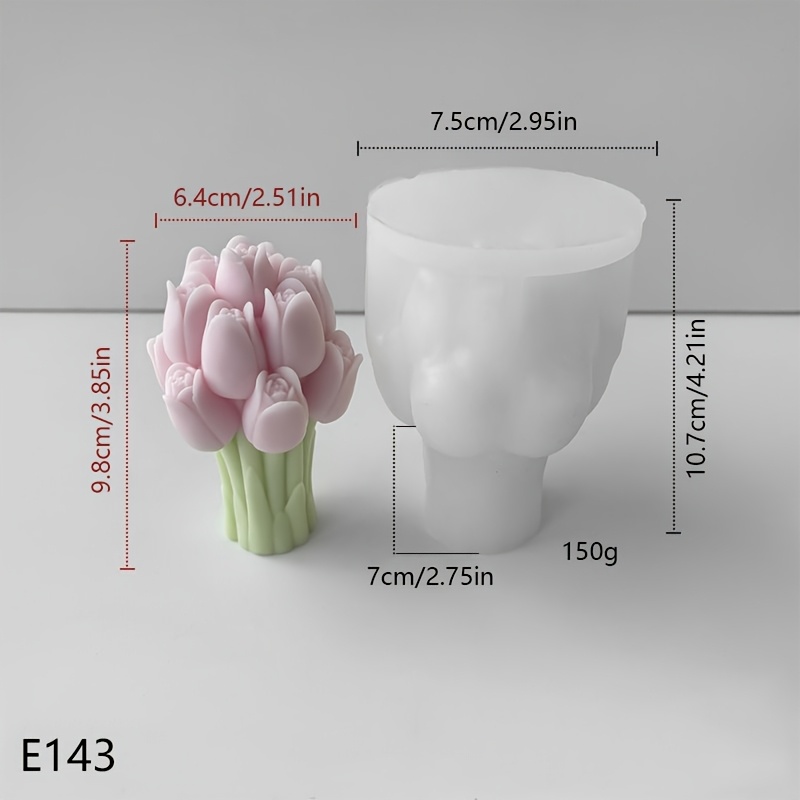 E-shop Tulpenstrauß stereoskopische Kerzenform, . kreative unregelmäßig geformte Silikonform für Aromatherapie-Gips Epoxidharz-Bastelarbeiten