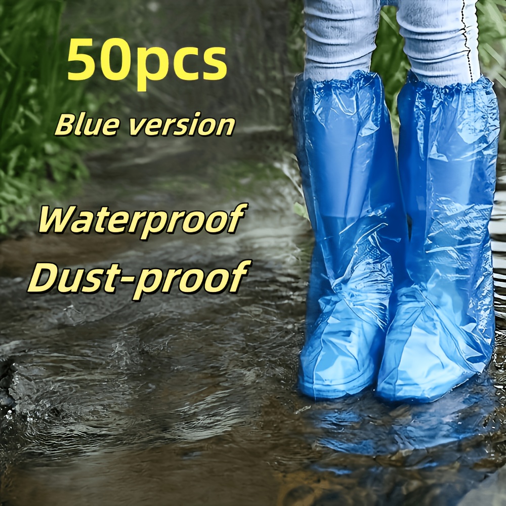 TEMU Set di 50 copriscarpe antipioggia - Coperture trasparenti ispessite resistenti, essenziali per attivit� in di pioggia - Facili da indossare e