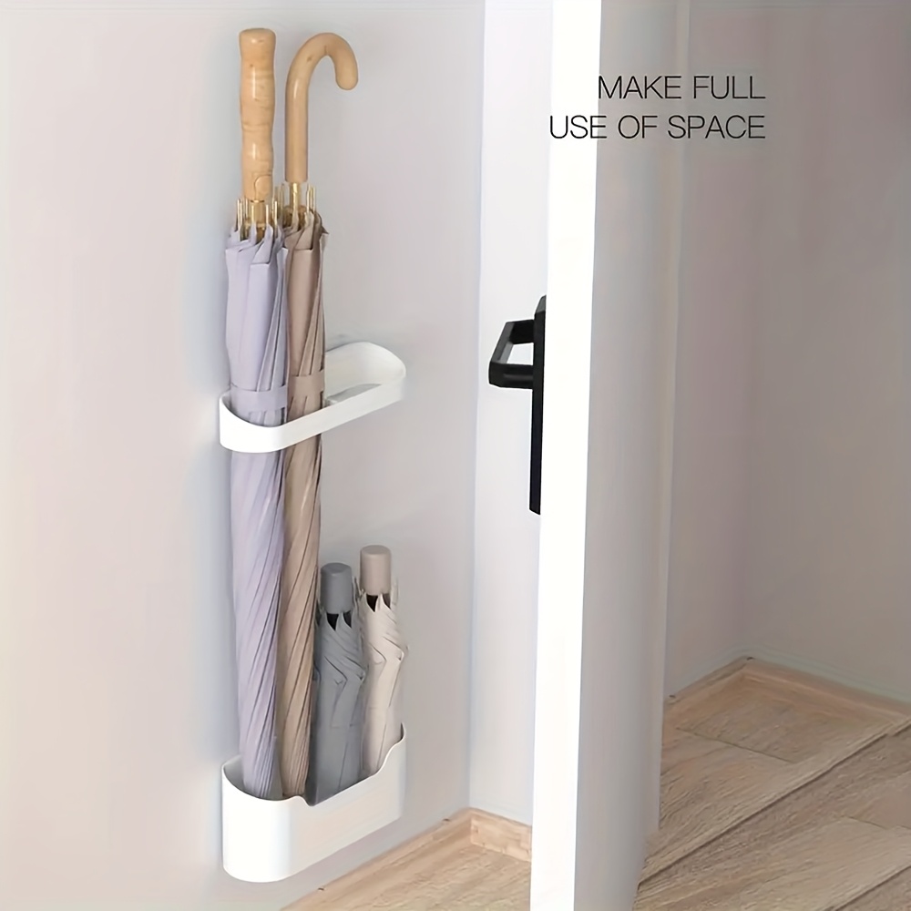 TEMU 2pcs Wall-mounted Umbrella Holder - No Drill, Waterproof Stand For Long & Foldable Umbrellas, Space-saving Entryway Organizer For Home/office,