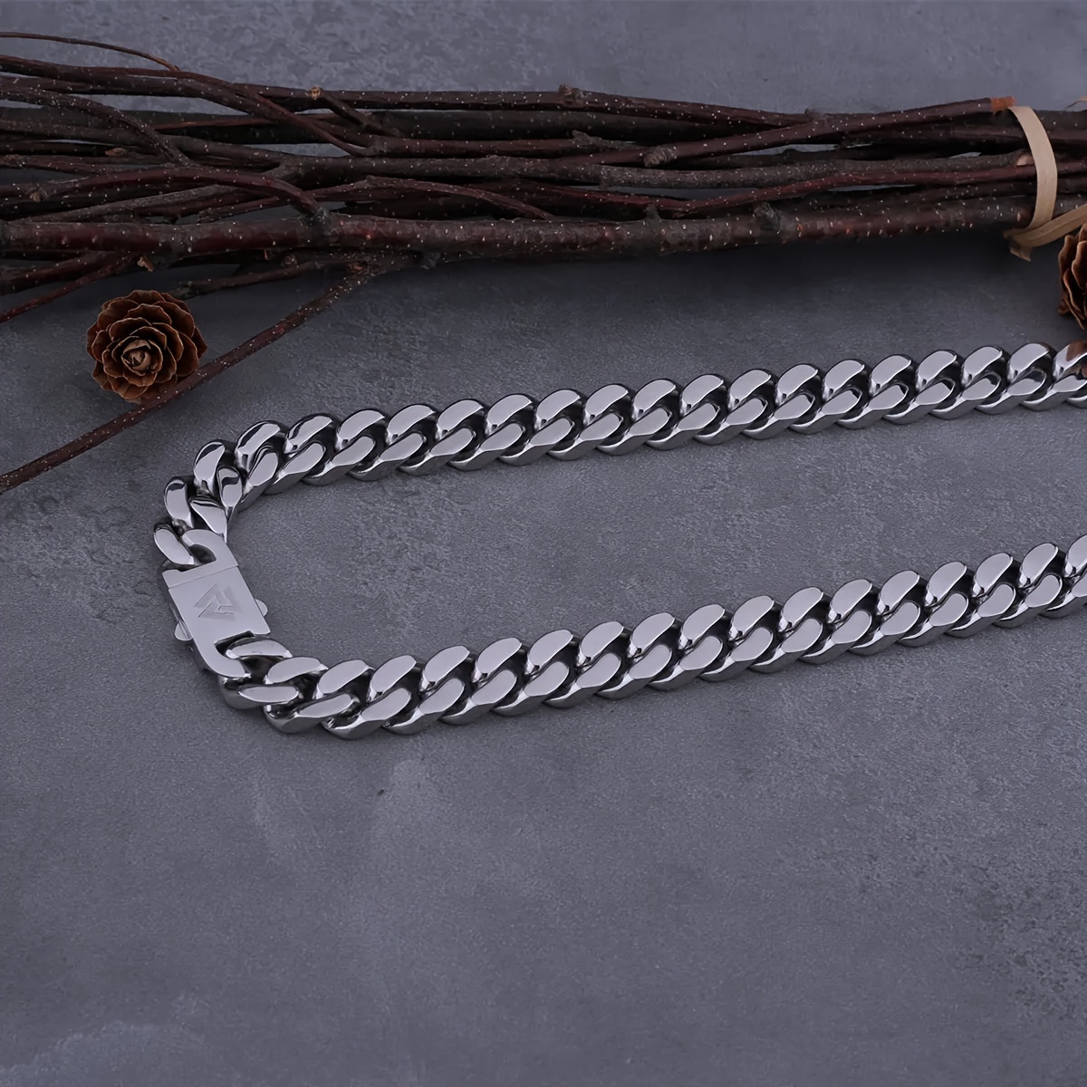 Men's Viking Rune Stainless Steel Cuban Chain Necklace