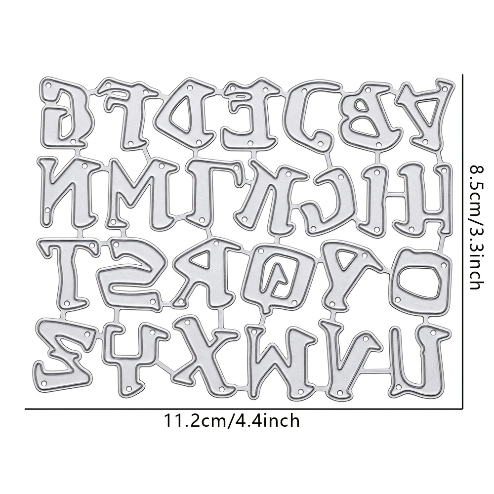 TEMU Jeu de matrices de découpe en métal A‑Z alphabet , modèle de découpe de lettres de style vintage pour le scrapbooking, la création de cartes, la