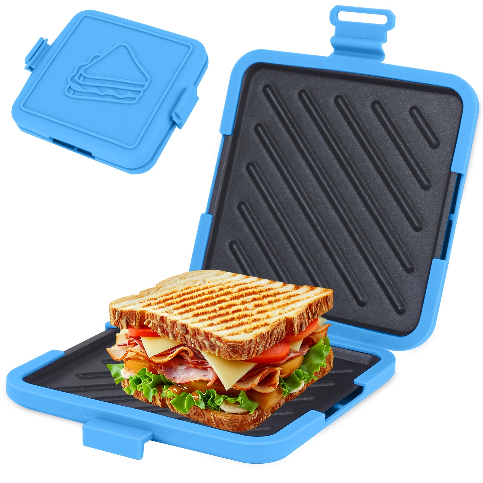 E-shop Mikrowellen--Sandwichmaker mit abnehmbarem Antihaft-Grillrost – Schnelles Kochen einfache Reinigung – für Sandwiches – Spülmaschinenfest