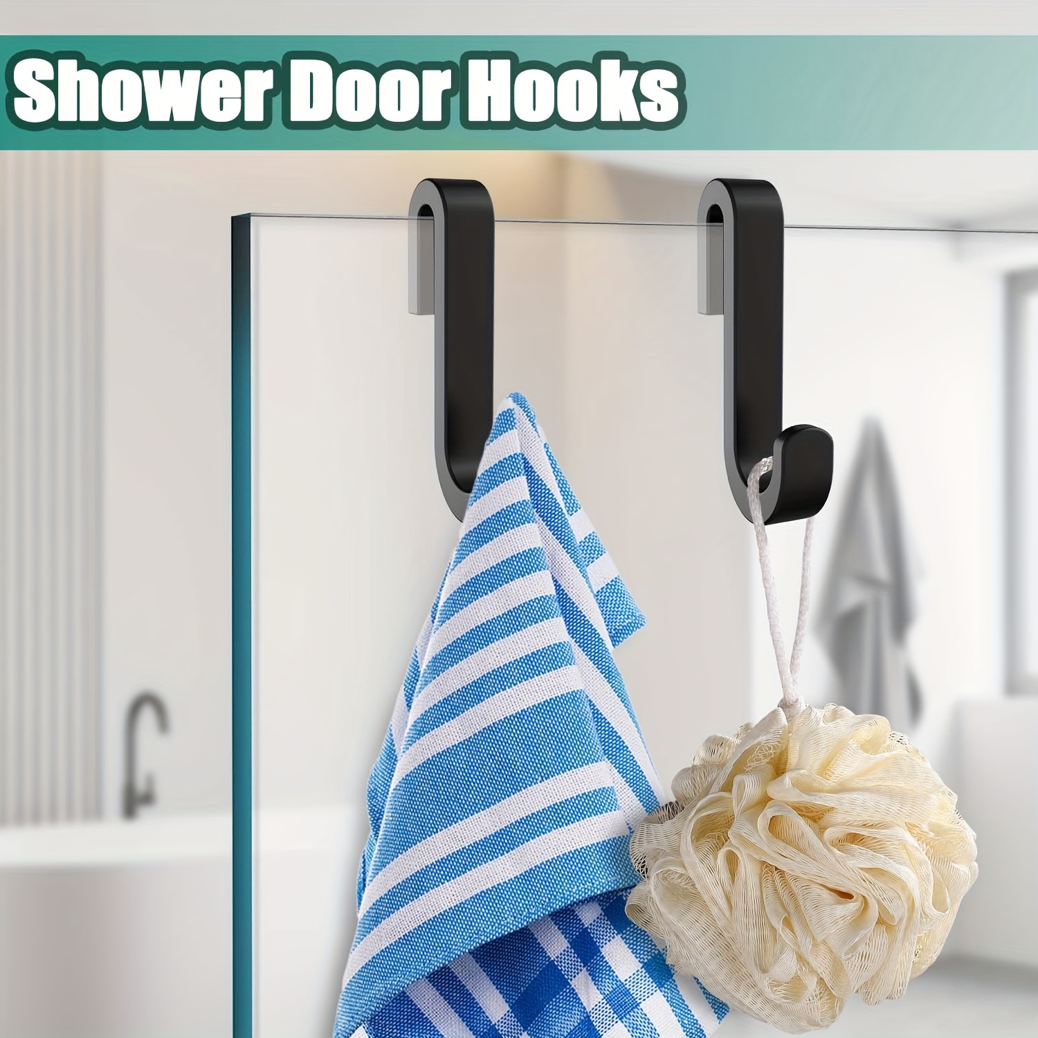 Image of 1pc Or 2pcs Of Silicone Hooks For Shower Doors, Versatile Double-sided Towel Hooks Designed For Frameless Glass Doors, Suitable For Hanging Shower , And Towels. Silicone Bath Hooks Are , Long-lasting