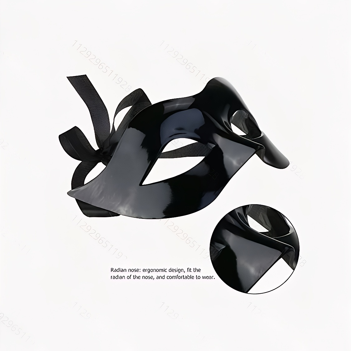 Black Shiny Half-Face Venetian Mask