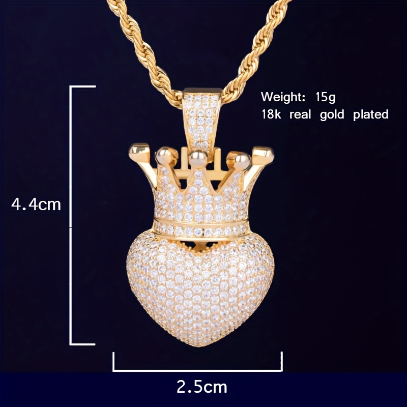 Hip Hop Love Plated Crown Pendant Necklace Image 1