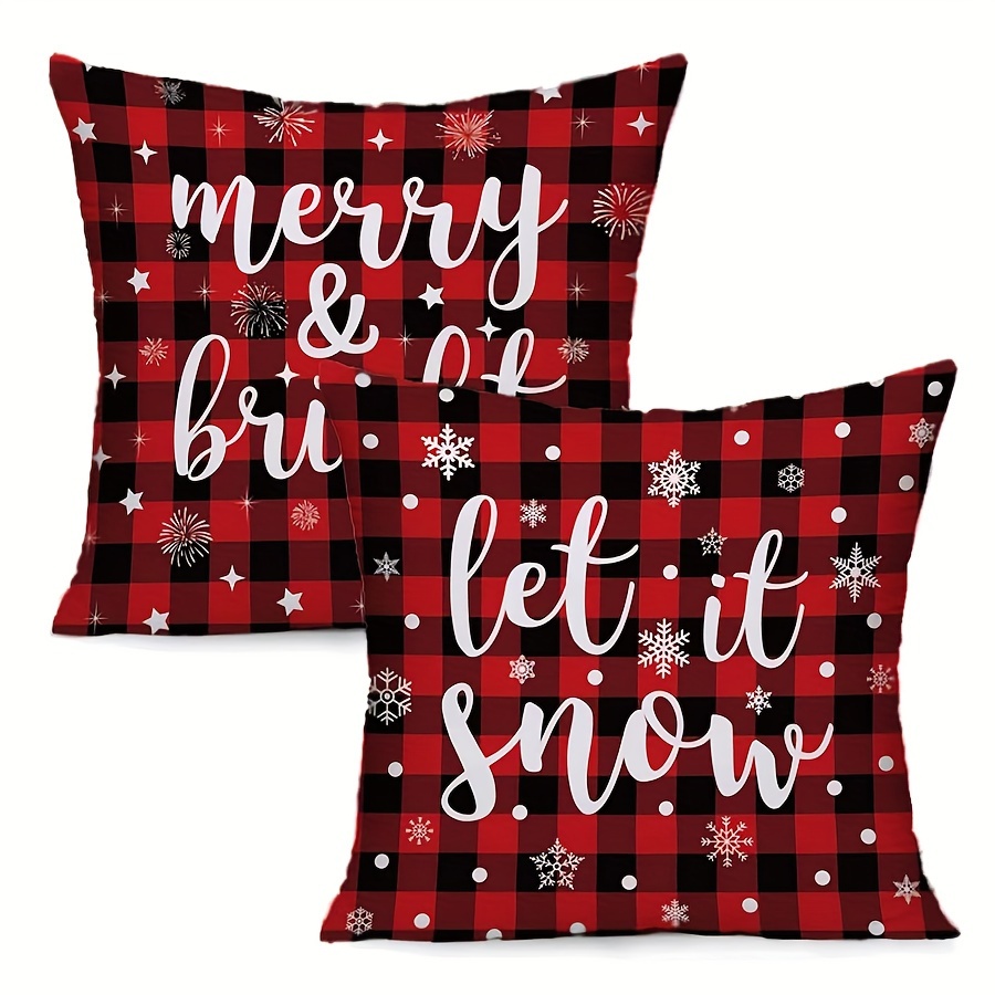 

2pcs Set Christmas Pillow Covers - & Design, Zip Closure, Machine Washable - Decor, Sofa & Bed, Multiple Sizes (16x16", 18x18", 20x20")