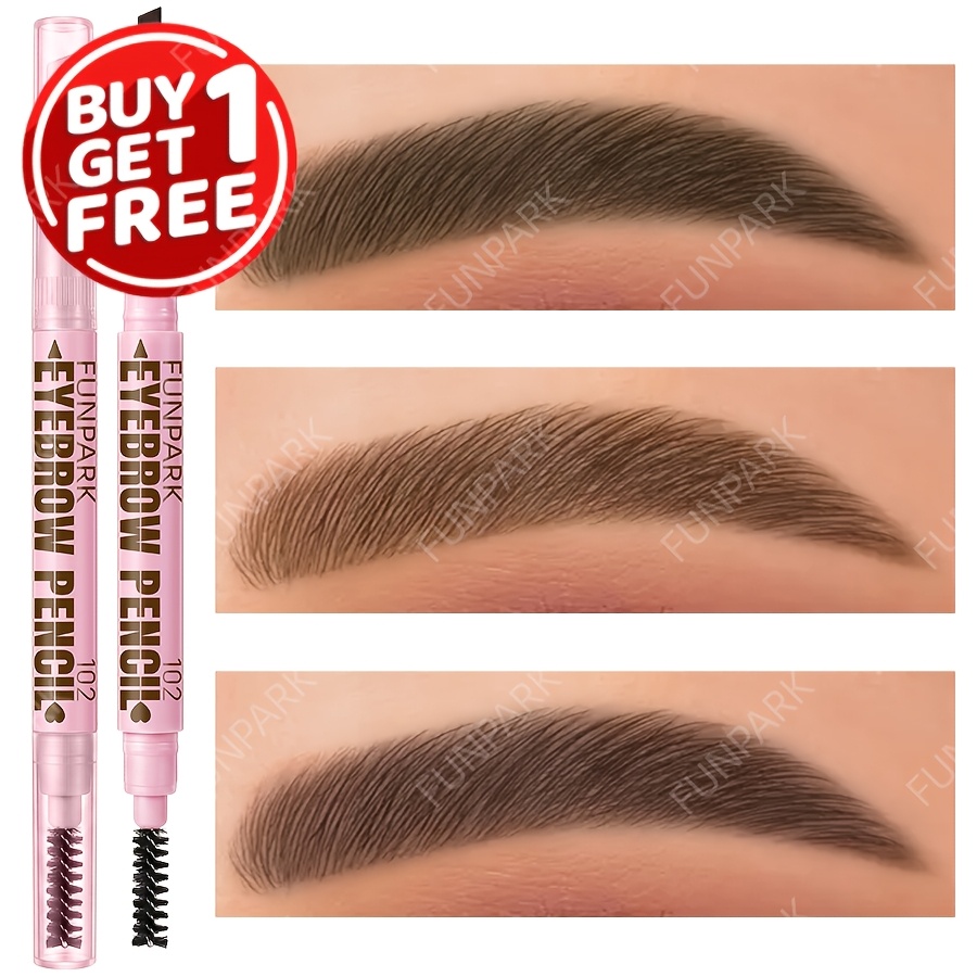 [ achetez 1, obtenez 1 gratuit ] crayon à sourcils automatique double tête imperméable et naturel, longue tenue, facile à appliquer, avec poudre et liquide pour sourcils, style wild brow