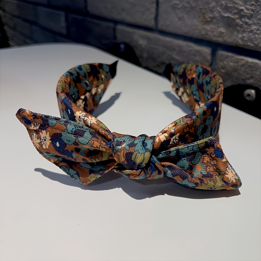 Image of 1pc Floral Bow Headband Temperament Hair Clip Hair Fairy Wide-brimmed Wash