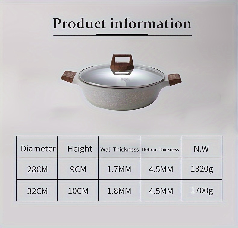 donnor 28cm 32cm double sided saucepan aluminum non stick granite coating induction compatible detachable divider for gas electric stovetop details 5