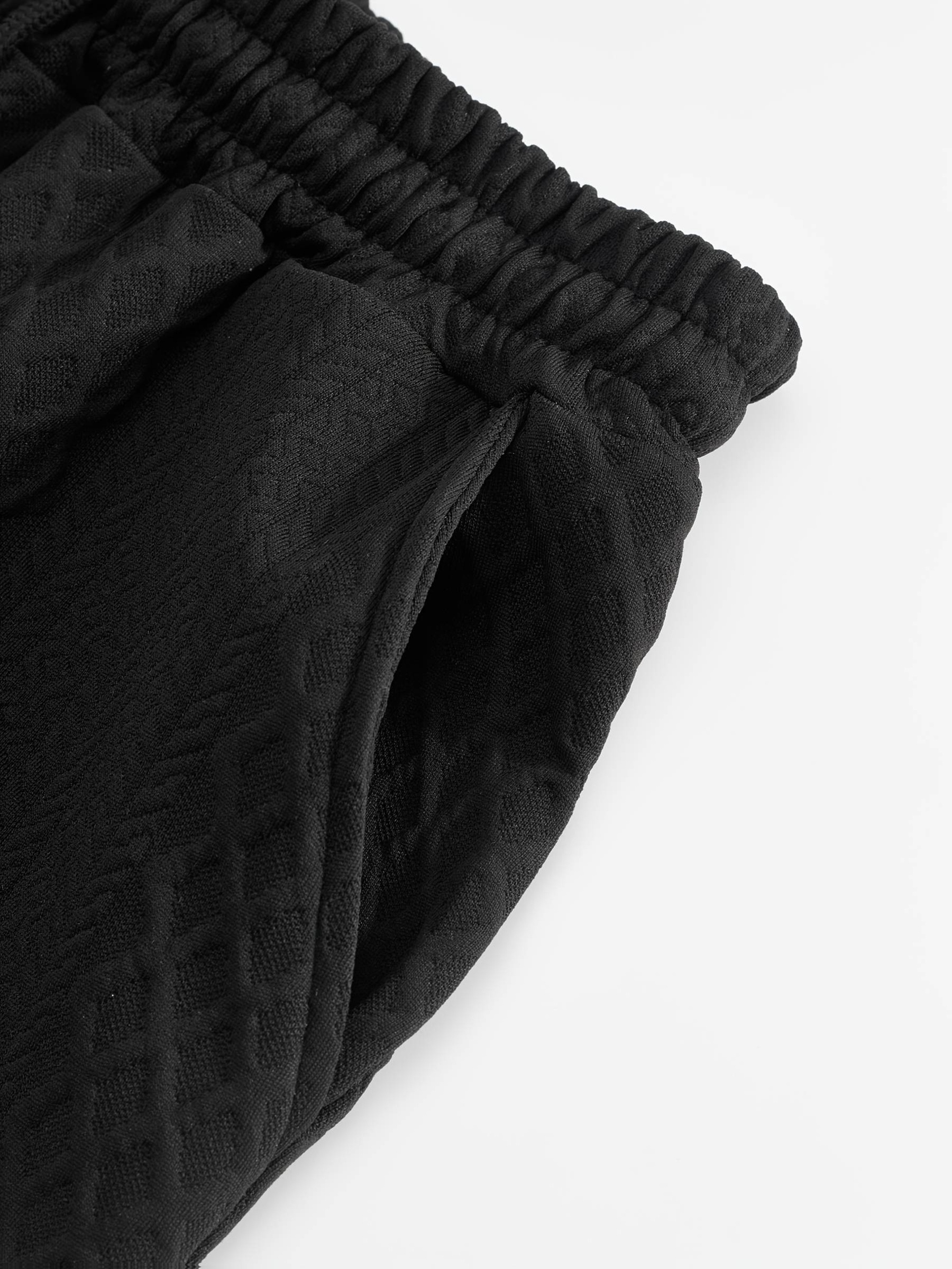 Men's New Textured Fabric Crew Neck T-Shirt + Drawstring Shorts Set