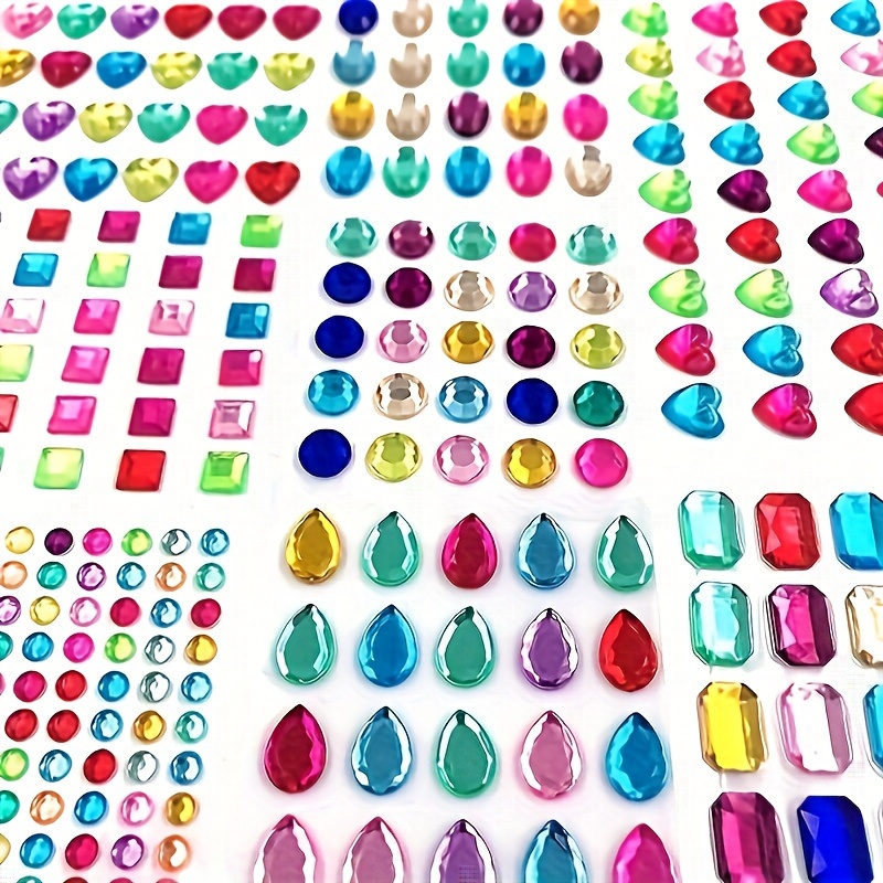 

361pcs Self Adhesive Gems Stickers 8 Sheets Rhinestone Stickers For Diy Craft 8 Shapes Sparkle Jewels For Nail Body Makeup