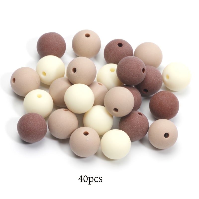 TEMU Brown 14mm Acrylic Matte Beads - For Jewelry Making, Bracelet, Keychain Additions, Handmade Jewelry Materials, Mobile Phone Pendant Decoration,