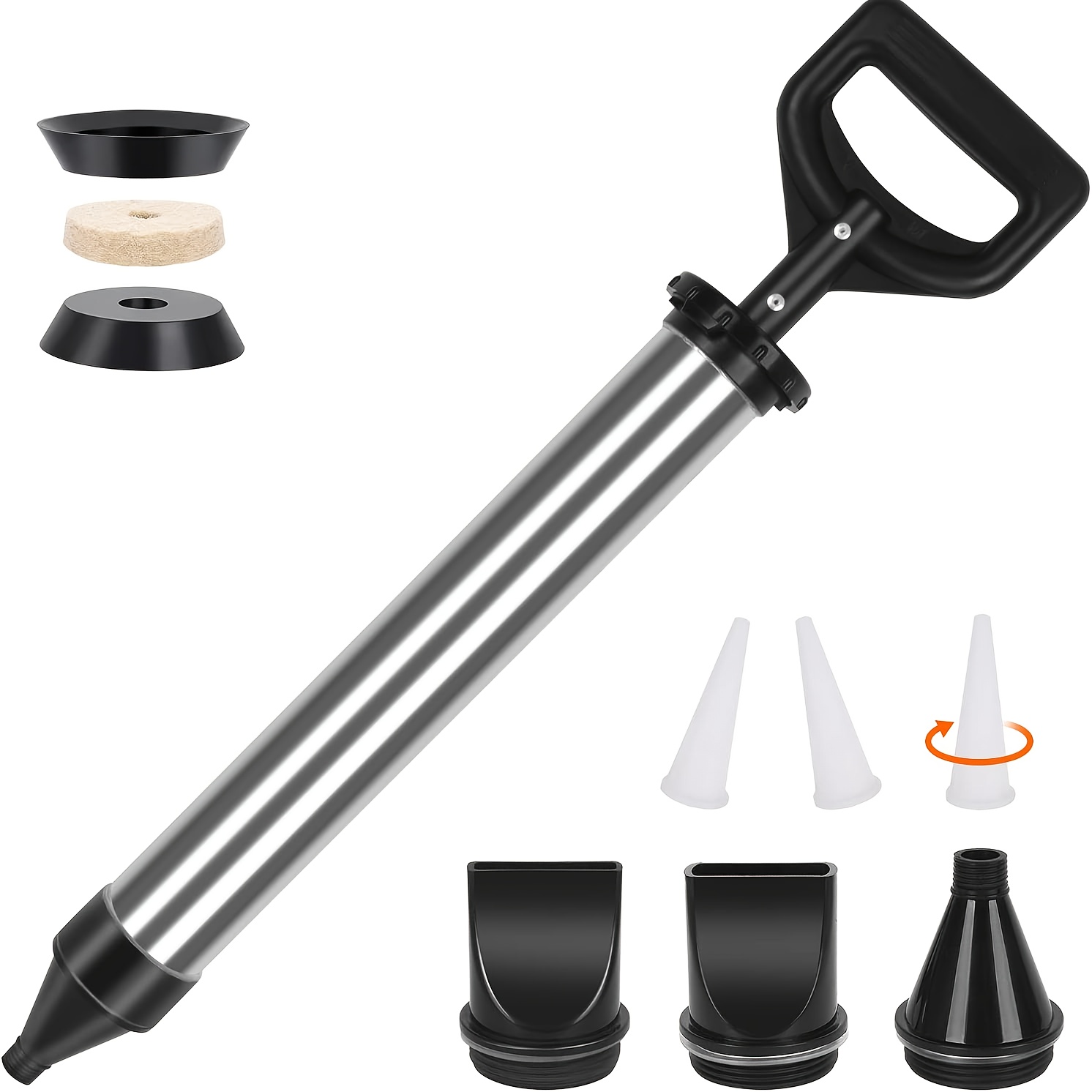 Handheld Sealant Gun Hand Tools Home Decoration Tools, Home Decoration Supplies Yellow Black Cement Sealant Gun Stainless Steel Grouting Gun With 5 Different Nozzles Mortar Pump 45° Tilt Design