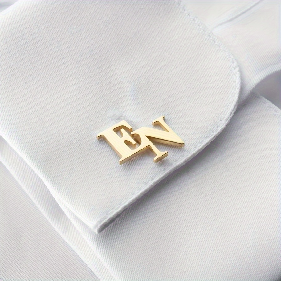 Men's Double Letter Stainless Steel Cufflinks, Personalized Gift