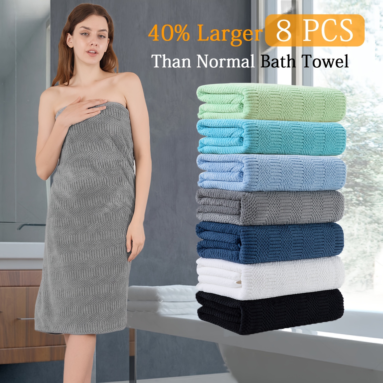 

8 Pieces Extra Large Bath Towel35"x 70" Absorbent Quick Dry Bath Sheets Bath Towel Oversized Clearance Soft Shower Towels For Bathroom Gym