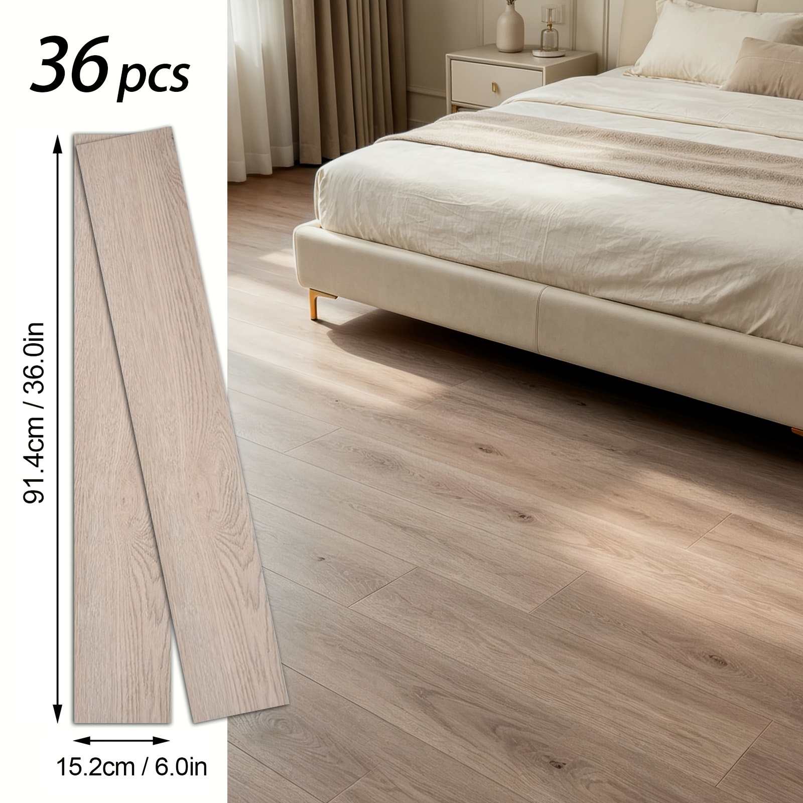 TEMU 36pcs Multicolored Self-adhesive Pvc Floor Tiles Vinyl Flooring-high-quality, Easy To Cut, And Adhesive; Suitable For Living Rooms, Bedrooms,