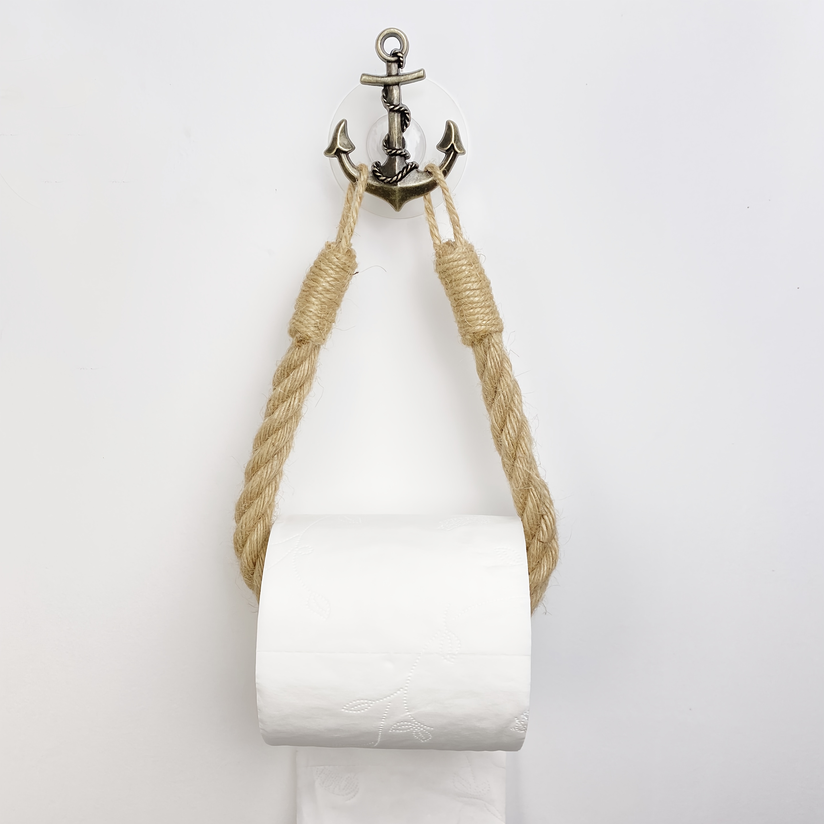 E-shop Stanzfreies Vintage nautisches Anker-Jute-Handtuchregal-Gestell für Badezimmer, Taschentuchhalter, Toilettenpapierhalter