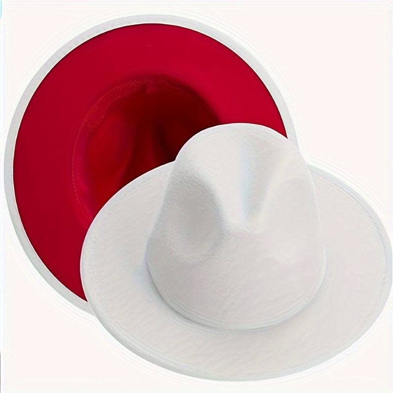 reversible woolen fedora hat fashionable double sided color block jazz panama with buckle for men women details 2
