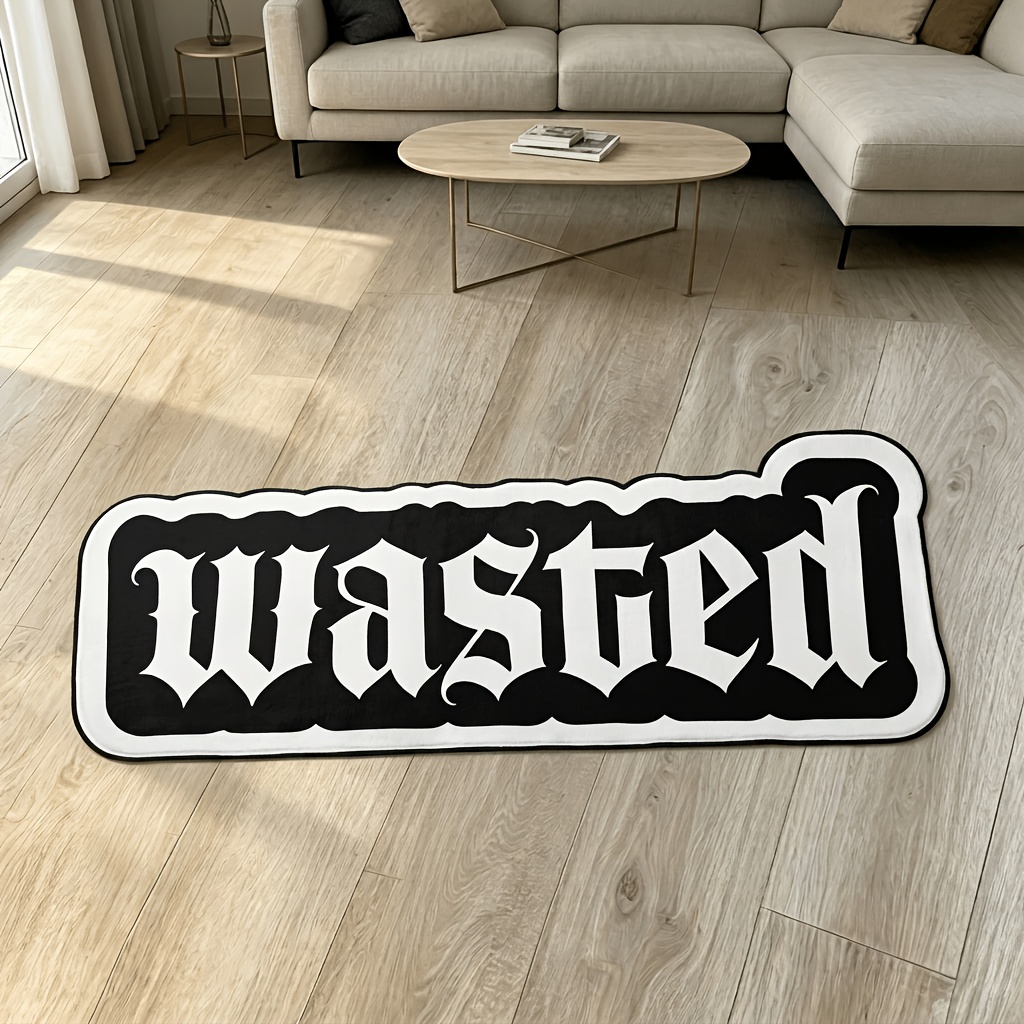 TEMU 1pc Gothic Flannel Rug Suitable For Home & Outdoor, Dark Gothic Runner With Irregular Shape - Thick Soft Machine Washable Bedside Rug Suitable