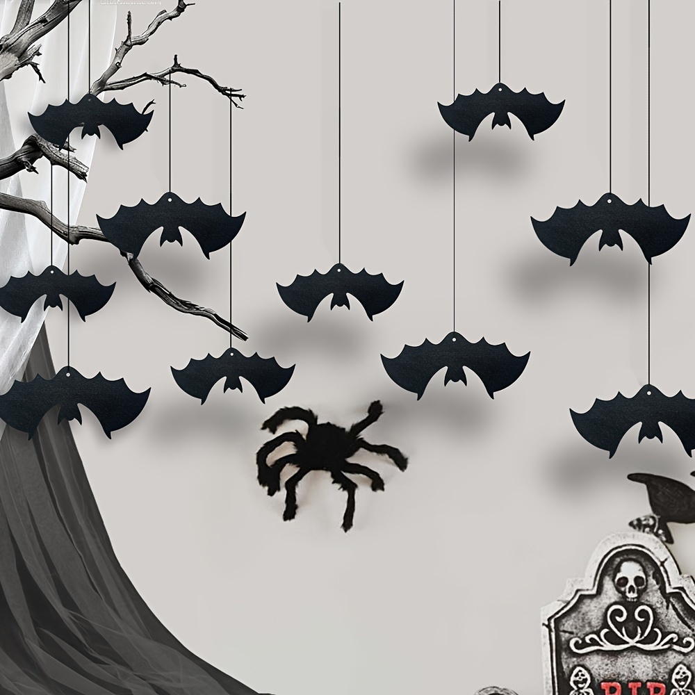 

Halloween Bat Hanging Decorations, 8 Pack Paper Garland - 2 Size Variety, Indoor Outdoor Wall And Door Festive Atmosphere Banner Props For Room And Garden Decoration Without Electricity