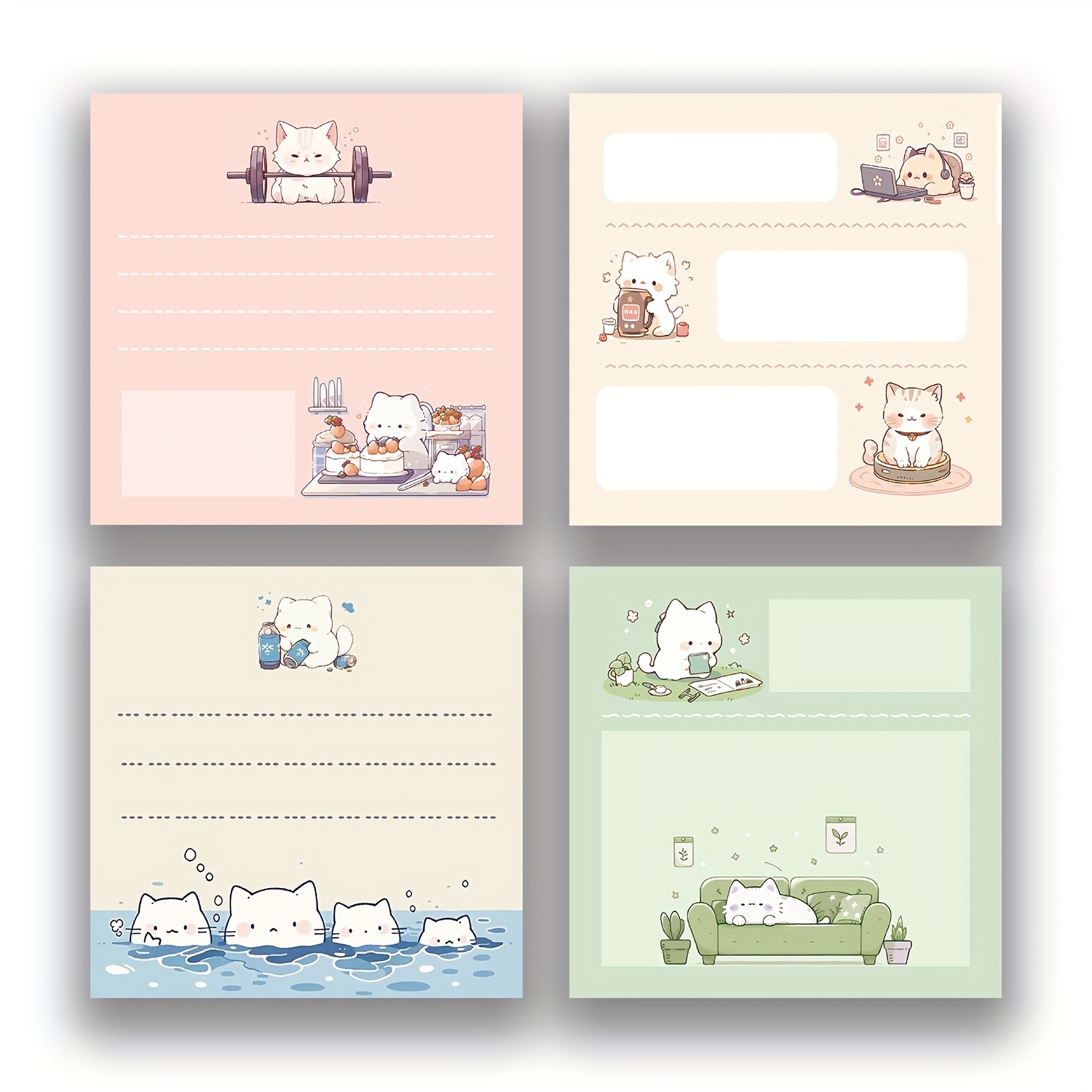 1pc/4pcs Cat Notes 3x3 Cute And Aesthetic Self- Pads For School, Office, And Home - Ideal Gifts For Teachers, Women, And Coworkers