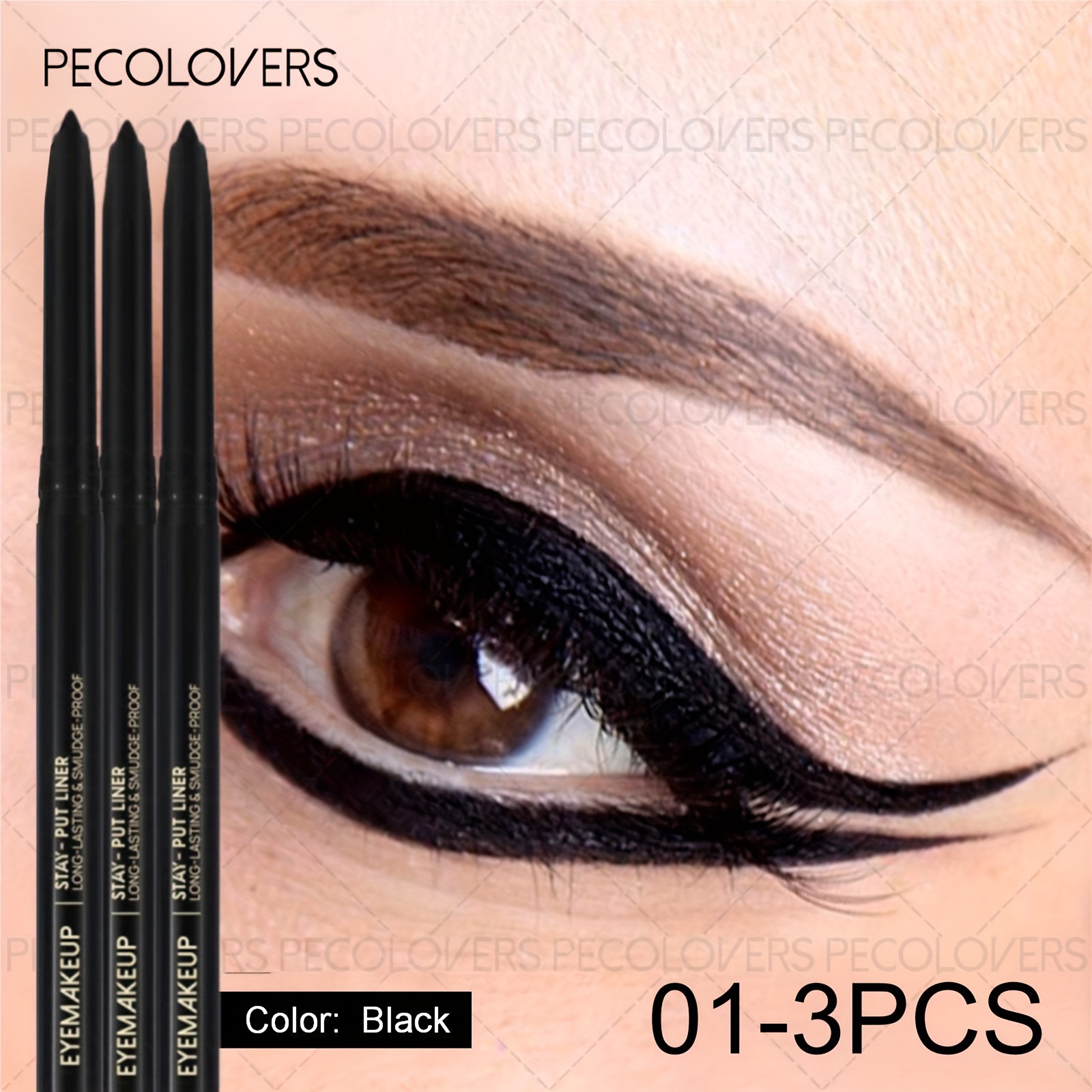 Image of Set Of 3 Waterproof Eyeliner Pencils In Black And Brown, Designed To Be Smudge-resistant, Long-lasting, And Easy To Apply, Featuring A Matte And Quick-drying Formula.