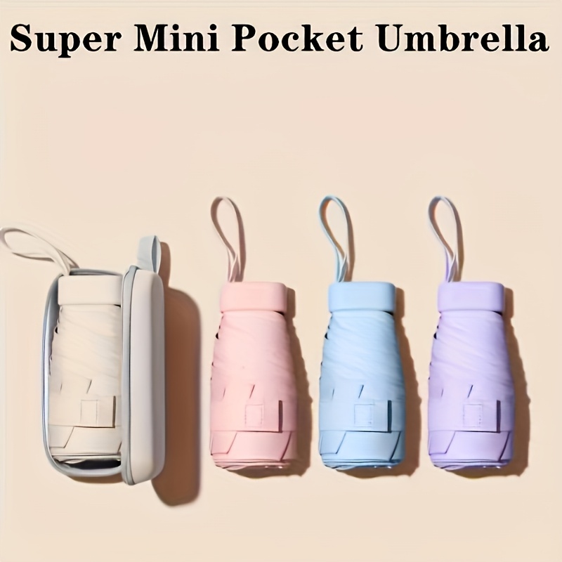 

Portable Nylon Mini Pocket Umbrella - Six-fold Manual Sunshade, Double Zipper Bag, Travel Accessory, Sun Umbrella.