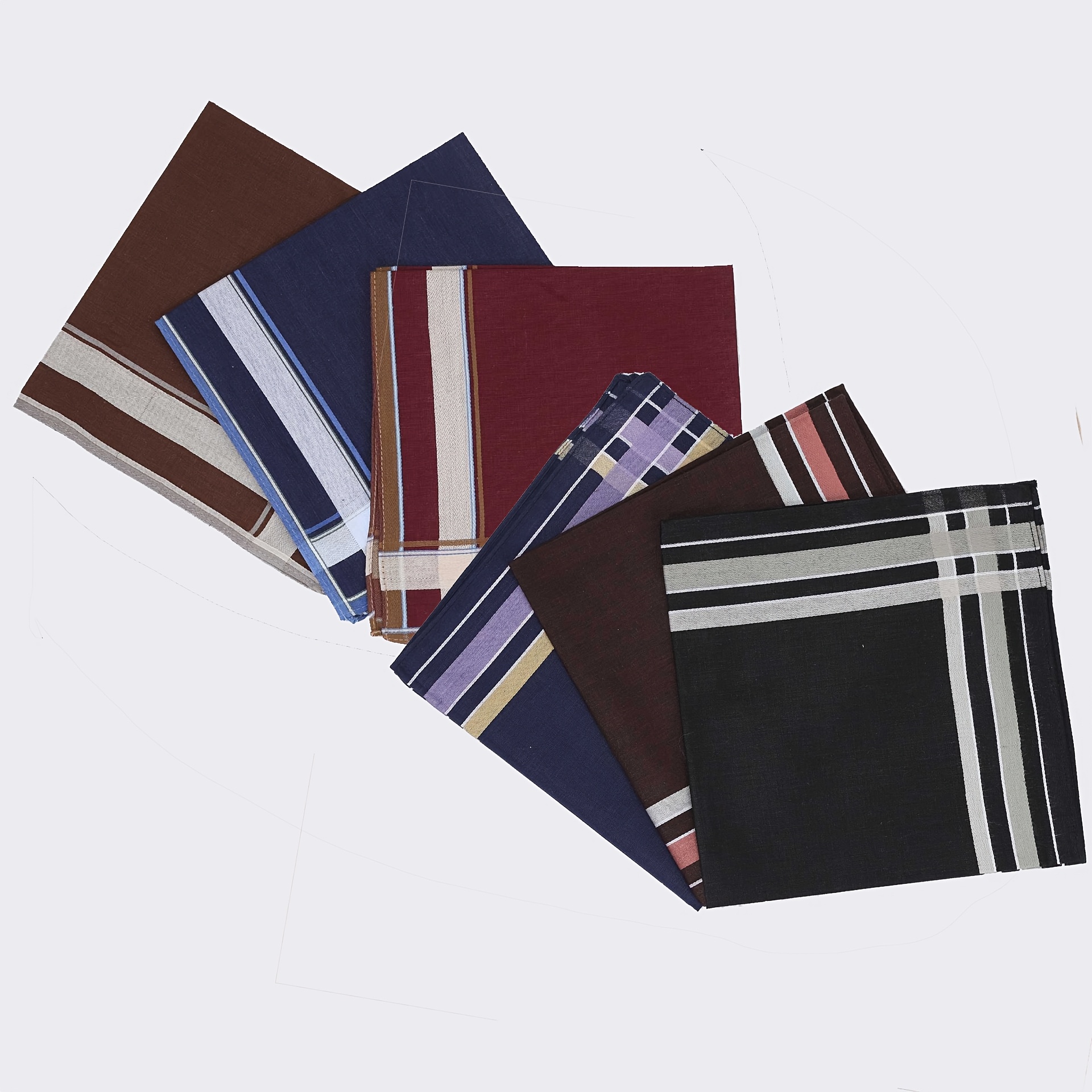 TEMU 6pcs Set Men's Vintage Dark Handkerchiefs, Random Colors, Daily Sweat Towel And Business Wedding Use, All-match Accessory For Suits, Ideal Gift