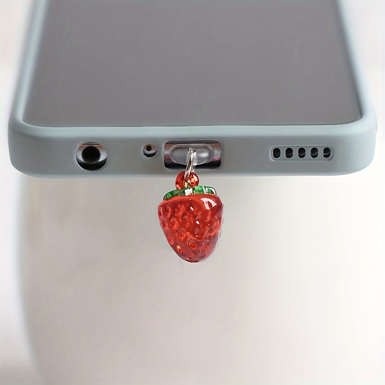 

1pc Simulation Fruit - Strawberry Mobile Phone Dust Plug Interface/diy Innovation/mobile Phone Pendant Ornament/gift For /for Iphone//type-c Model Port