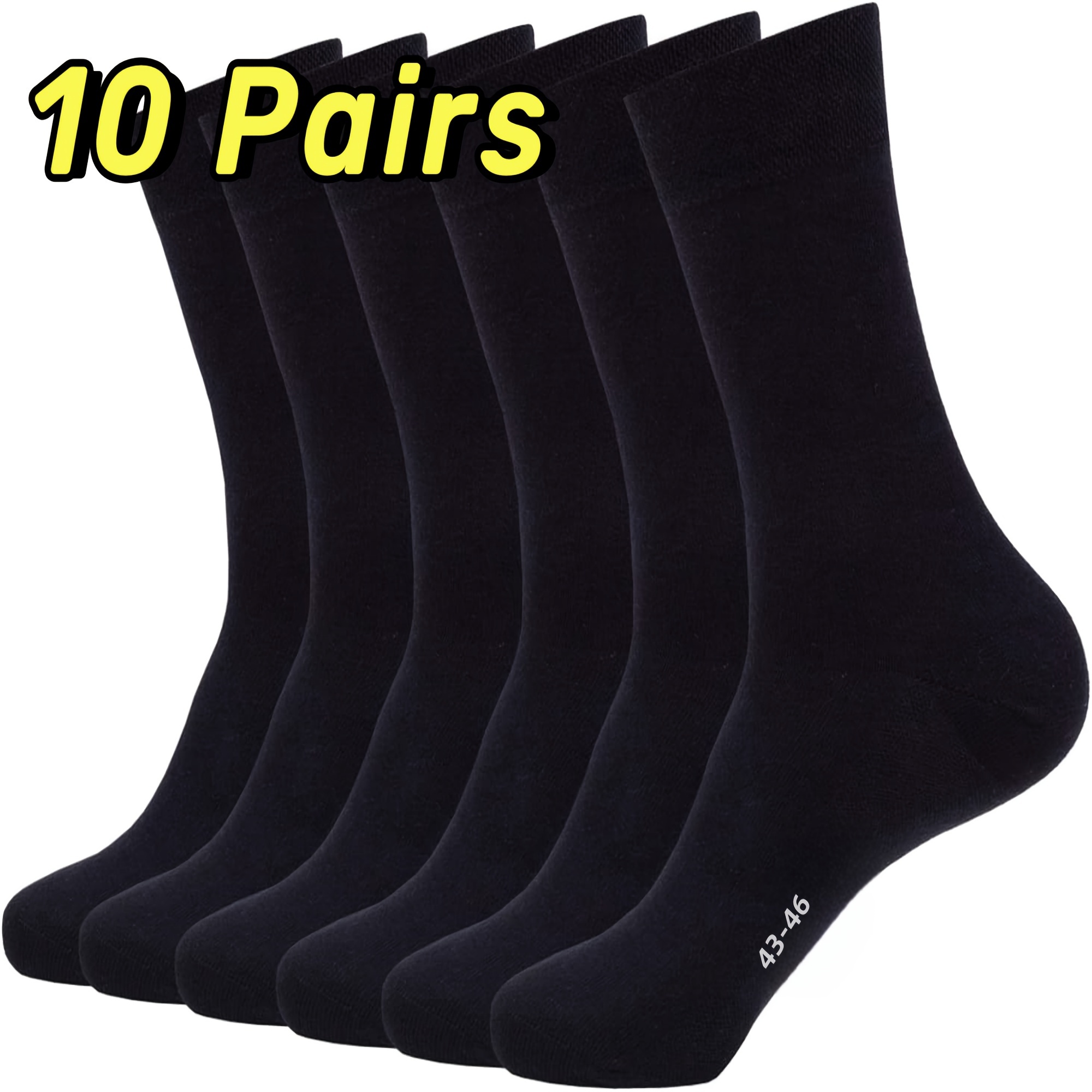 

10 Pairs Of Men's Knitted Anti Odor & Sweat Absorption Crew Socks, Comfy & Breathable, Elastic Casual Socks For Men's Daily Wearing