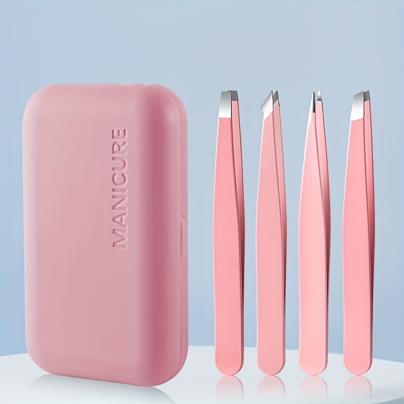 TEMU Eyebrow Tweezers Small Tweezers Hair Removal Clips, Mirror Storage Box, Professional Tweezers Clips, Hair Removal Tweezers Set, Portable