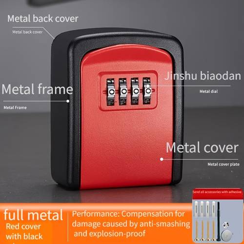item picture 1pc all metal anti theft waterproof suitable for home construction site anti theft password lock box safe hard and firm with anti theft password lock ideal for storing small items like keys